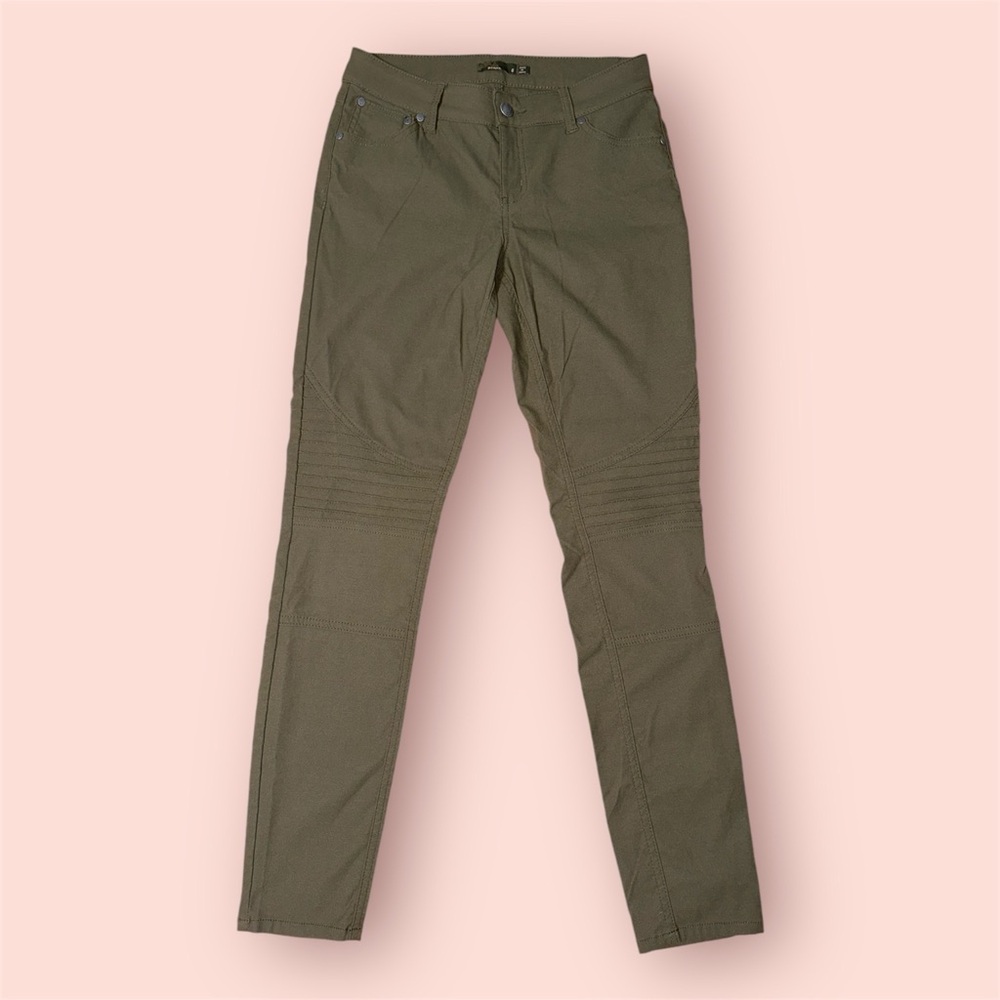 Prana Brenna Womens Hiking Pants Moto Style Size 6 Skinny Leg Green Stretch